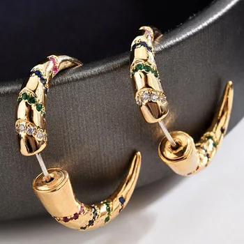 Zlxgirl bijuterii moda femei și bărbați colorate cubic zirconia cupru cercei bijuterii declarație de unghii stud nunta urechi piercing