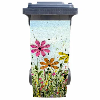DIY creative flori minunate Adeziv Detașabil, rezistent la apa Decalcomanii Autocolant coș de Gunoi coș de gunoi de Acoperire autocolant 120liter 240liter