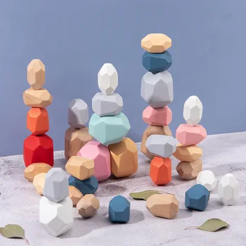 Noul Curcubeu din Lemn, Piatră Jenga pentru Copii Blocuri de Jucării Educative, Creative Stil Nordic Colorate Jucărie pentru Copii Cadouri
