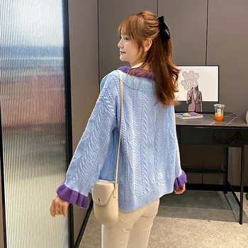 CHic Volane Tricotate Cardigan Femei Vrac coreean Maneca Lunga Pulover de Toamna Iarna Casual Moda Streetwear Uza