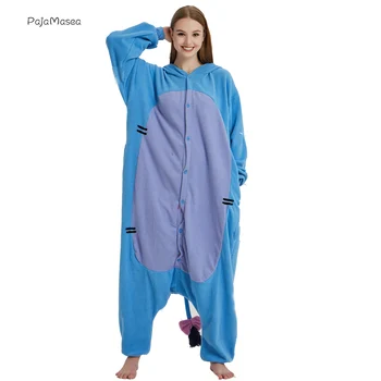 Albastru Măgar Onesie Animal Kigurumi Băiat Bărbați Pijamale Onsie Adulți Desene Animate Fleece Generală Butonul De Cosplay Salopeta Homewear Costum