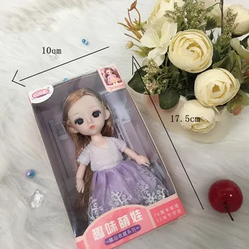 13-comune Mobile 3D Ochi 16cm Bjd Papusa de Fata DIY Moda Dress Up Jucărie cu Cadru/fără Cutie pentru Copii Decorare Cadou de Ziua de nastere