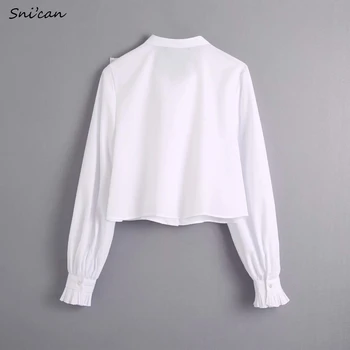 Snican papion alb zburli bluza vintage de birou laides de bază bluze camisa mujer toamna 2020 femei tricouri za femme chandails