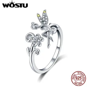 WOSTU 2019 Nou Design Argint 925 Floare Fairy Elf Deget Inelul Reglabil Dimensiune Inele de Nunta Pentru Femei Bijuterii CTR025