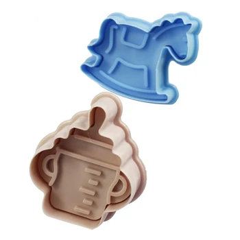 Bun 4buc Copilului de Tip Plastic de Copt Mucegai Bucătărie Biscuit Cookie Cutter Patiserie Piston 3D Fondant Tort de Decorare
