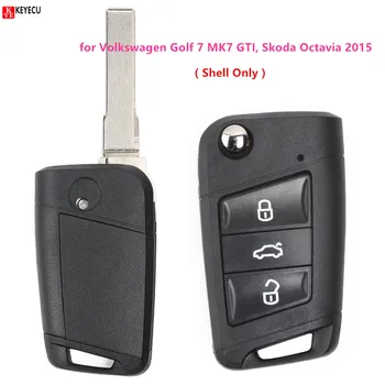 Keyecu de schimb Noi Flip Key Cheie de la Distanță Shell Caz 3 Buton Fob se Potrivesc pentru Volkswagen Golf 7 MK7 GTI, Skoda Octavia
