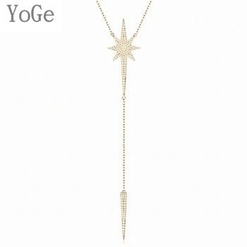YoGe declarație de Nunta si Petrecere de Bijuterii pentru Femei,P0926G de Lux AAA CZ Hexagrama cu formă conică lungă pendantnecklace