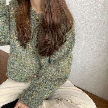 Lucyever Vintage Verde Knit Cardigan Femei 2020 Gros De Iarna Butonul Vrac Harajuku Pulover Femeie Coreean Maneca Lunga Pulover Haina