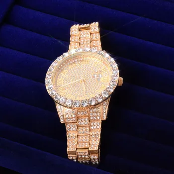 Bărbați ceas de Aur Culoare Cadran Mare Militar Cuarț Ceas de Lux de Mare Stras de Afaceri Impermeabil ceasuri Relogio Masculino