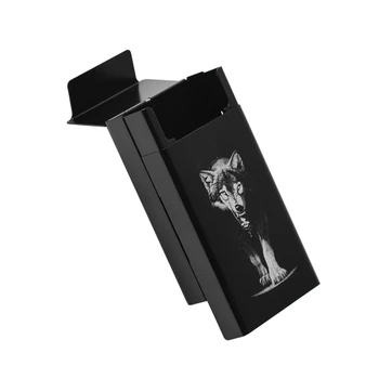 Personalizate Ultra Subțire Lup Negru Metal tabachera Cutii Automate Țigară de Tutun Suport de Stocare de Caz Buzunar cazul Cadouri