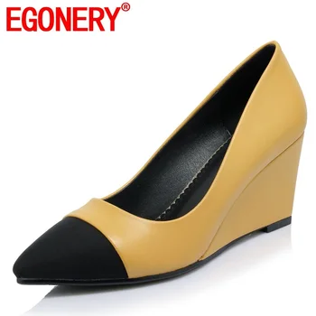 EGONERY Primăvară Noua Moda Femei Pompe Afara Tocuri Ascuțite Toe Culori Amestecate slip-on Pantofi Femei Picătură de Transport maritim Dimensiune 32-42