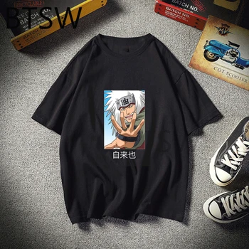 Anime Naruto Jiraiya Tricouri Unisex Moda De Vara Tricou Negru De Moda Harajuku O-Neck T-Shirt, Blaturi Prietenul Cadou