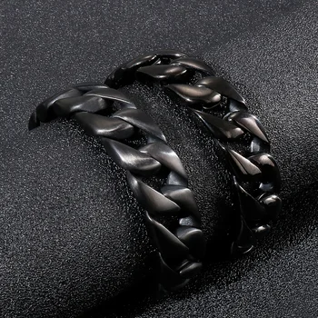 Kalen 15mm Negru Cubanez Link-ul de Stil Gotic Bărbați Brățară Lanț de Bijuterii din Oțel Inoxidabil