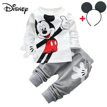 Disney Mickey Baby Girl Haine De Primavara Toamna Desene Animate Polka Dot Rochie Cu Mâneci Lungi Topuri Jambiere Haine Copii Bebes Costum De Jogging