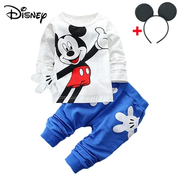 Disney Mickey Baby Girl Haine De Primavara Toamna Desene Animate Polka Dot Rochie Cu Mâneci Lungi Topuri Jambiere Haine Copii Bebes Costum De Jogging