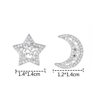 Flyleaf 925 Sterling Silver Star Luna Cubic Zirconia Cercei Pentru Femei Stil de Moda Doamna Sterling-silver-bijuterii