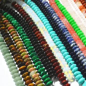 Noi 2018 cele mai populare multi-culoare Margele abacus Piatra Naturala Inel Plat Margele Bijuterii DIY Accessories12*6mm 32Pcs