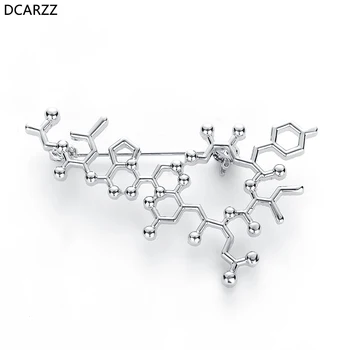Argint Placat Cu Oxitocina Moleculă Pin Știință Mare Brosa Metal Insigna Moleculară Cadou Tocilar Cadou Medicale De Bijuterii En-Gros