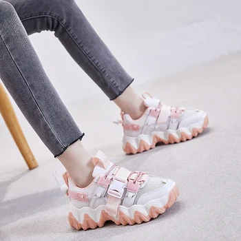ADBOOV Nou Respirabil Vara Indesata Pantofi de Femeie Cataramă Moda Adidasi Casual pentru Femei