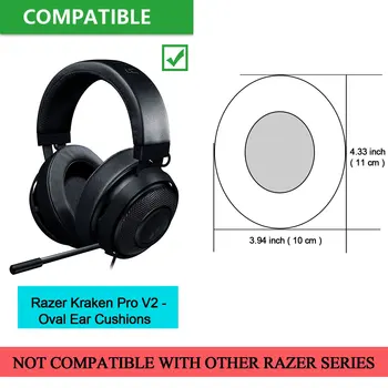 Pernițe de schimb pentru Razer Kraken Pro V2 Jocuri cu Cască, Căști de Reparare Piese de Tampoane pentru Urechi cu Plastic Oval Pernițe