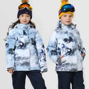 Ski Geaca Copii, Geaca de Iarna Fete Jacheta Snowboard Băieți Schi Snowboard Snow Haina Îngroșa Sport de Iarnă Jachete Impermeabile 6-16T