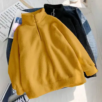 Imitație de miel catifea tricou femei liber gros stand-up guler 2020 iarna femei hoodies catifea gros pulover femei