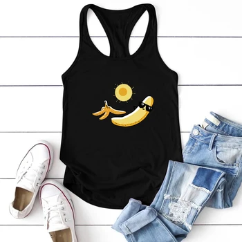 Plajă Banana Imprimate Amuzant Tancuri Topuri Femeile de Vară pe Plajă Feminin Vacanță Topuri pentru Femei 2020 Camiseta Tirantes Mujer