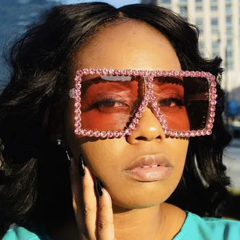 Brand de lux Pătrat ochelari de Soare pentru Femei 2021 tendință Retro ochelari de soare Doamna Supradimensionate Stras Decorare Ochelari de Soare Nuante Pentru Femei