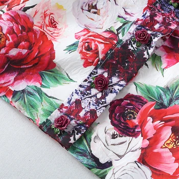 2018 Toamna New Sosire Europa Stil pentru Femei Seturi de O-Gat Maneci Sequnied Și Floare de Imprimare Elegant Rose Print Costum