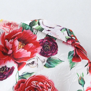 2018 Toamna New Sosire Europa Stil pentru Femei Seturi de O-Gat Maneci Sequnied Și Floare de Imprimare Elegant Rose Print Costum