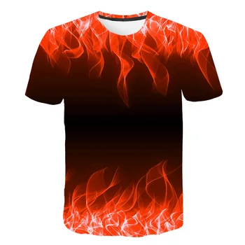 Noi Flacără Roșie Mens t-shirt de Vară de Moda se Răcească, cu Mânecă Scurtă de Imprimare 3D O-Neck t-shirt de Fum Tendință Bărbați Punk Stradă Topuri de Vara