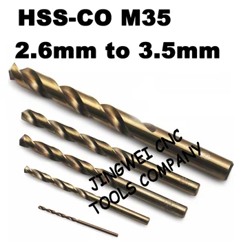 HSS cobalt M35 twist drill bit 2.6 mm,2.7 mm,2.8 mm,2.9 mm,3.0 mm,3.1 mm,3.2 mm,3,3 mm,3.4 mm,3.5 mm pentru oțel inoxidabil