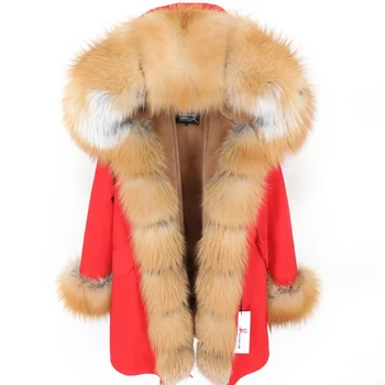 Maomaokong de moda de îmbrăcăminte pentru femei blană de Vulpe de mare guler de blană haină de Blană Parker captuseala detasabila