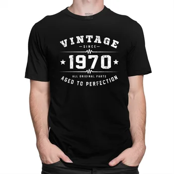 Vintage 1970 în Vârstă de până La Perfecțiune T Shirt pentru Barbati din Bumbac T-shirt O-gât Scurt, cu Mâneci lungi de 50 de ani Cadou de 50 de Ani Tee Îmbrăcăminte