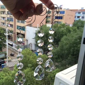 20pcs15cm cristale marquise prismă de sticlă decor nunta aprovizionare tort fân de aprovizionare Agățat de cristal de sticlă octogon margele fire
