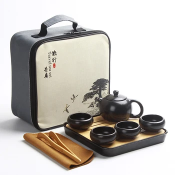 China Travel Kung Fu Set de Ceai din Ceramica Portabil matcha set Ceainic de Portelan Teaset Gaiwan Cesti de Ceai de Ceai Oală Cu Geanta de Voiaj