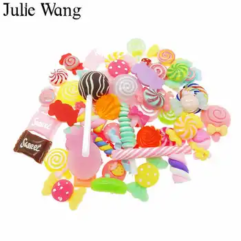 Julie Wang 20BUC Aleatoriu Trimis Rășină Lollipop Bomboane Noroi Cabochon Farmece Pandantiv Bijuterii Accesorii Telefon Acasă Decorare