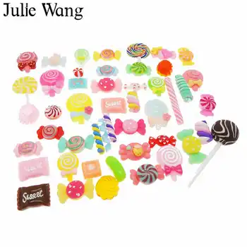 Julie Wang 20BUC Aleatoriu Trimis Rășină Lollipop Bomboane Noroi Cabochon Farmece Pandantiv Bijuterii Accesorii Telefon Acasă Decorare