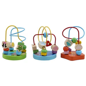 Mini Cutie de Imagine în Jurul valorii de Șirag de mărgele pentru Copii Educative pentru Copii din Lemn Jucarii pentru Copii Mini Jurul Margele Montesori Joc