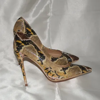 Veowalk 8 cm/10 cm/12 cm Python Tipărite Femei Sexy Subliniat Toe Stilet Tocuri Înalte de Moda Doamnelor Pompe de Petrecere, Pantofi de Mireasa Marime Mare