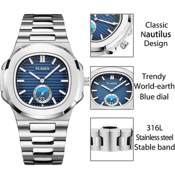 Clasic PP NAUTILUS 5711 Designer din Oțel Inoxidabil Patek Mens Ceasuri de Top de Brand de Lux Ceas Cronograf Cuarț Alb Ceas de mână