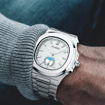 Clasic PP NAUTILUS 5711 Designer din Oțel Inoxidabil Patek Mens Ceasuri de Top de Brand de Lux Ceas Cronograf Cuarț Alb Ceas de mână