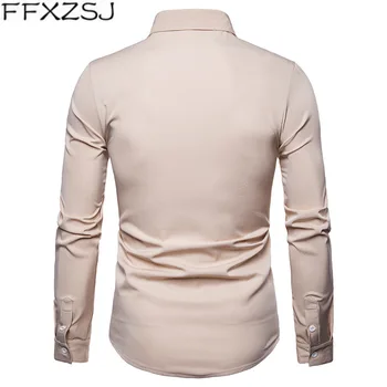 FFXZSJ Brand de Înaltă calitate 2018 toamna barbati nou men ' s cămașă cravată de proiectare rever de mari dimensiuni casual cu mâneci lungi tricou