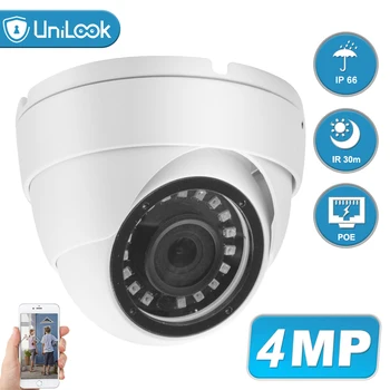 UniLook 4MP POE IP de Securitate aparat de Fotografiat în aer liber Onvif H. 265 Turela Dome IR 30m P2P Plug&play cu Hikvision NVR