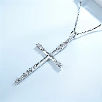 DY Argint 925 Colier de Cristal Cubic Zirconia Special Unic Pandantiv Cruce Cu Lanț Colier Pentru Femei Bijuterii Fine