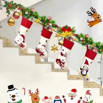 Ciorapi de crăciun, 4 Pack 18.5 inch Dimensiuni Mari Crăciun Ciorapi de Decoratiuni,Moș crăciun om de Zăpadă Urs, Pinguin Xmas Caracter
