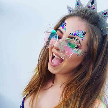 QPeClou 2020 Noua Moda Exagerat Amuzant Ochelari De Soare Pentru Femei-O Bucată De Partid Colorat Ochelari De Soare Barbati Big Hip Hop Nuante