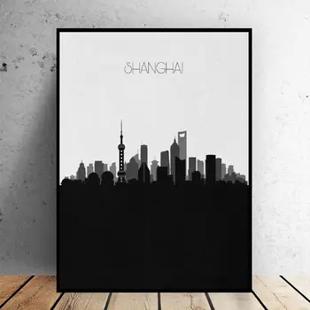 Orizontul Orașului Shanghai Panza Pictura Arta De Imprimare Poster De Perete Imagine Minimalist Modern, Dormitor, Camera De Zi De Decorare