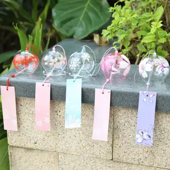 Sticlă Clopoței de Vânt în stil Japonez Vânt Chime Simplu și Frumos Eticheta Pandantiv Clopoteii de Vant Clopote pentru Ușă Fereastră Decor