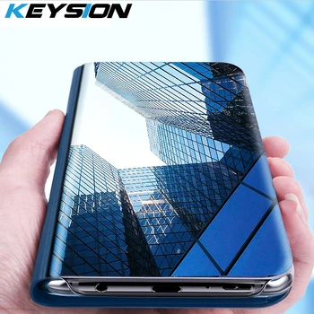 KEYSION Smart Flip Mirror Caz Pentru Huawei Y6 Y7 Prim-Y9 2018 2019 Pereche 20 Lite P30 Pro Cover Pentru Huawei honor 8X 10 Nova 2i 3 4